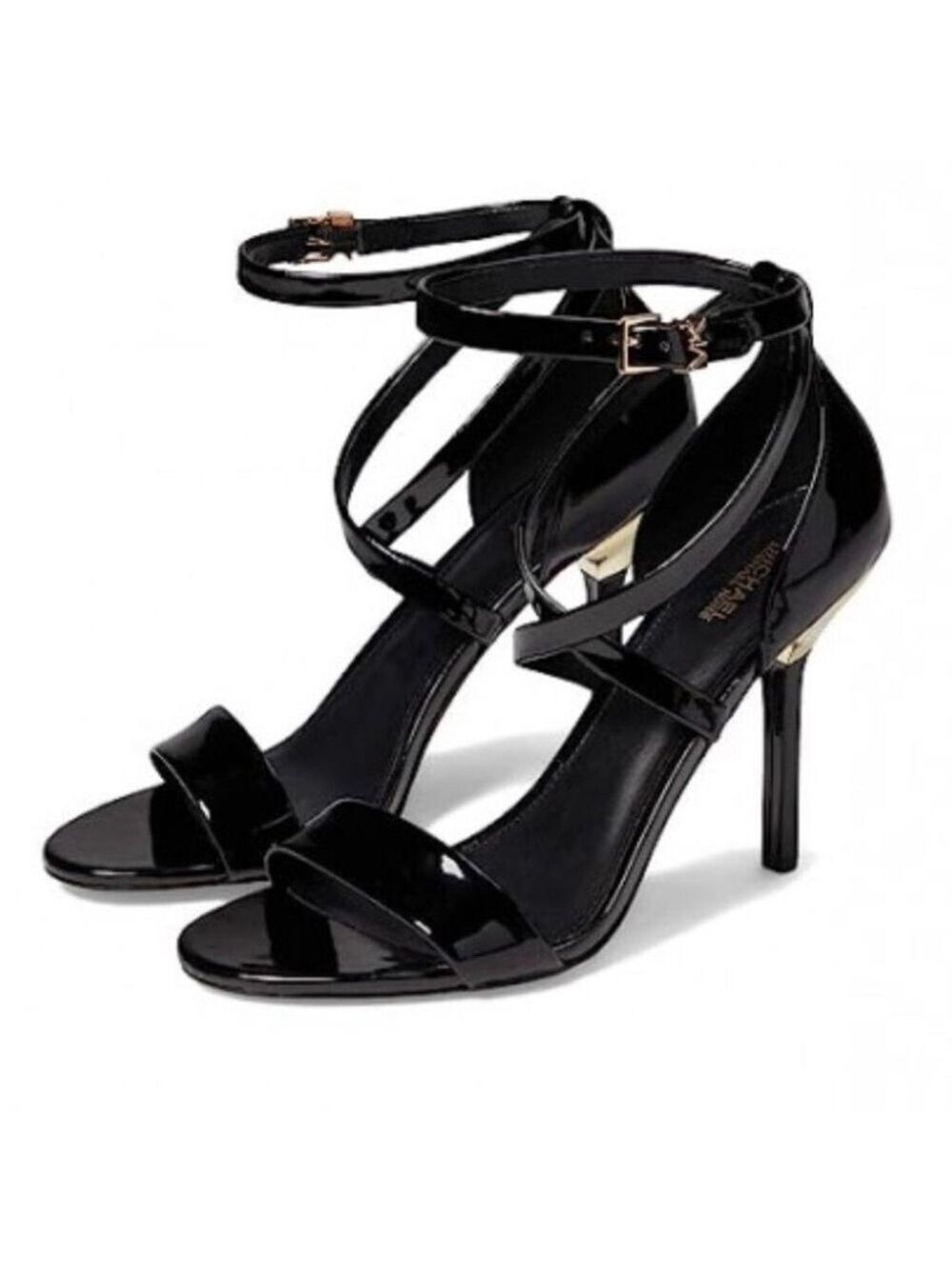 NIB Michael Kors Astrid Black Patent Leather High Heel Sandals